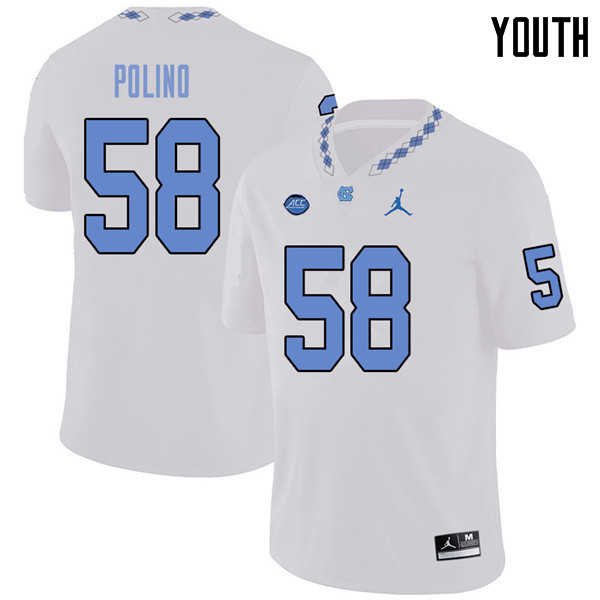 Jordan Brand Youth #58 Nick Polino North Carolina Tar Heels College Football Jerseys Sale-White